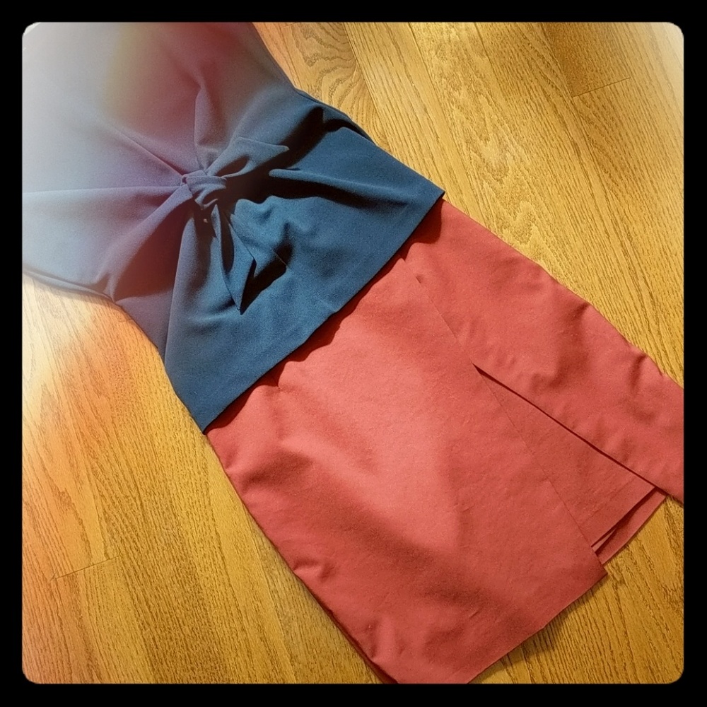 White House Black Market rust faux wrap skirt